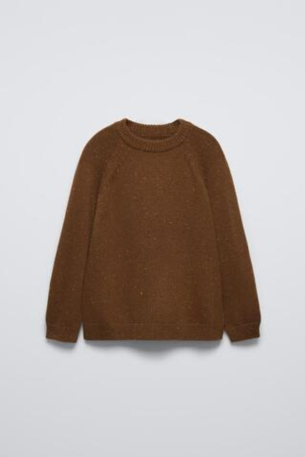 ZARA СВИТЕР ИЗ ДВУХЦВЕТНОЙ ПРЯЖИ, КАРАМЕЛЬНЫЙ