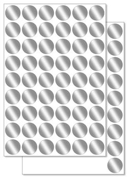 Серебристые металлизированные (зеркальное серебро) наклейки для маркировки Policomprint М4 20 мм. 108 шт.