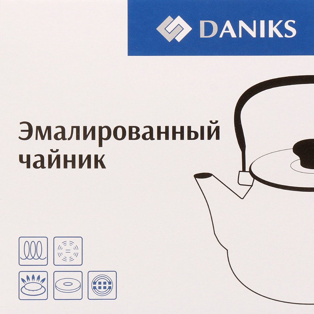 Чайник сталь, эмал, 2.5 л, ручка металл, Daniks, Черный мрамор, индукц, Y4-8971