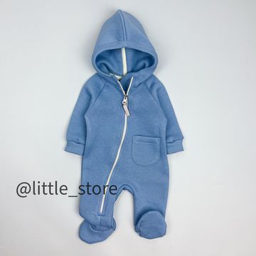 Комбинезон "Simple" из футера с начесом, Серо-голубой