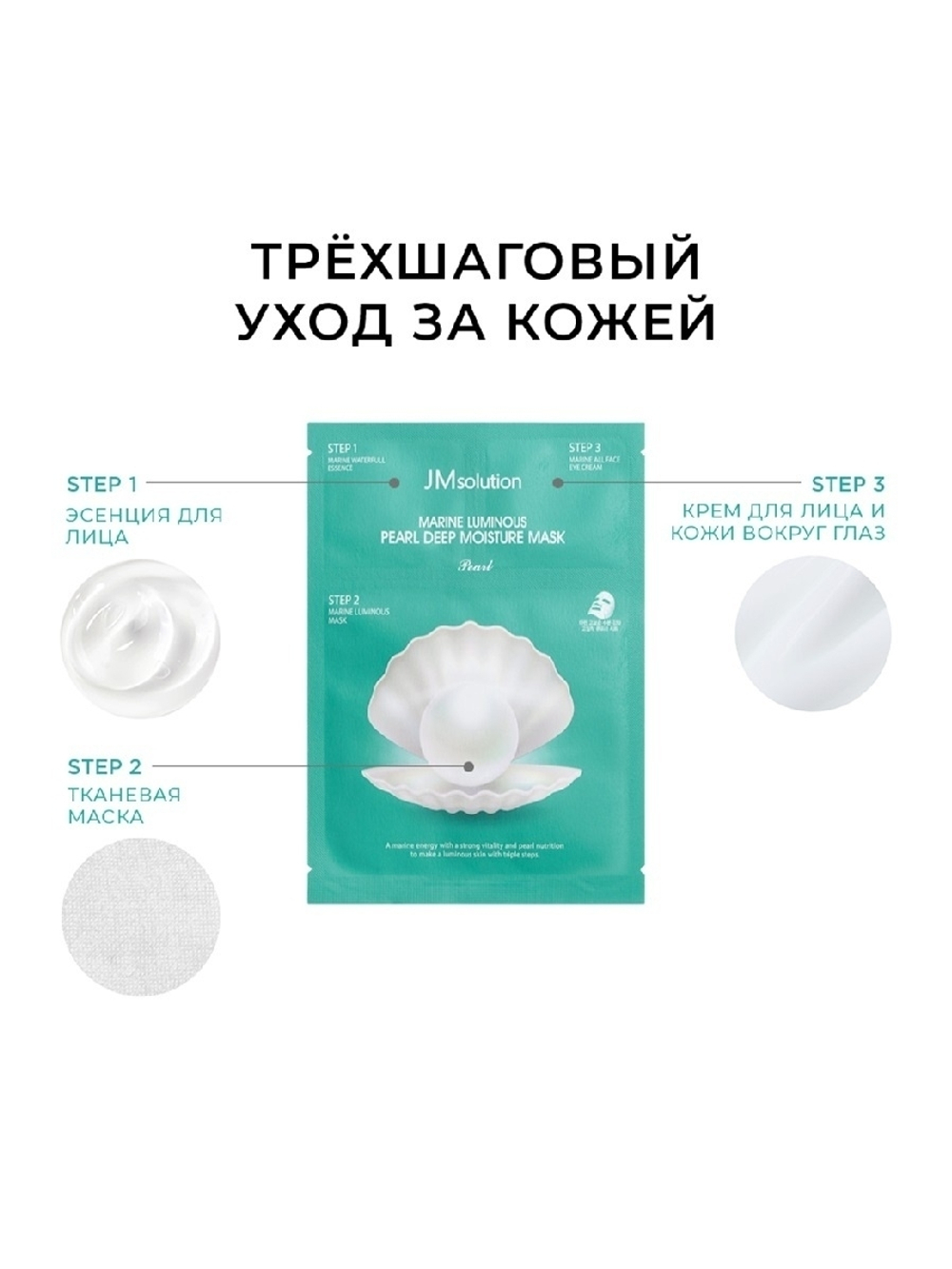 JMsolution Marine Luminous Pearl Deep Moisture Mask трёхшаговый увлажняющий набор с жемчугом