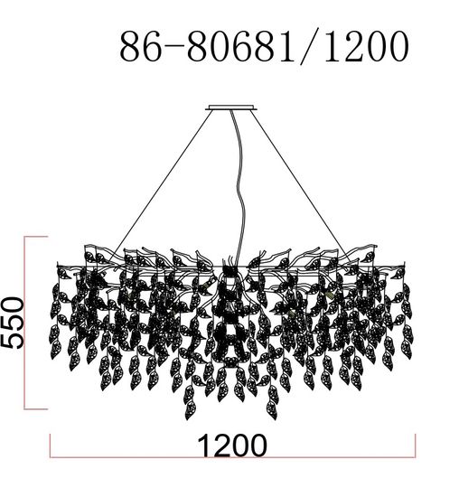 86-80681 Люстра d.120*45 см, металл цвет золото