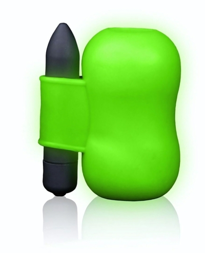 Люминесцентный мастурбатор с вибропулей сбоку (Цвет: зеленый)