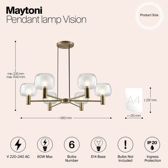 Подвесная люстра Maytoni Vision MOD411PL-06G