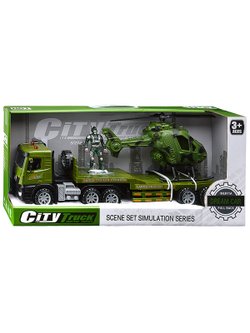 Машинка Автовоз с военным вертолётом и солдатом (588B-19)