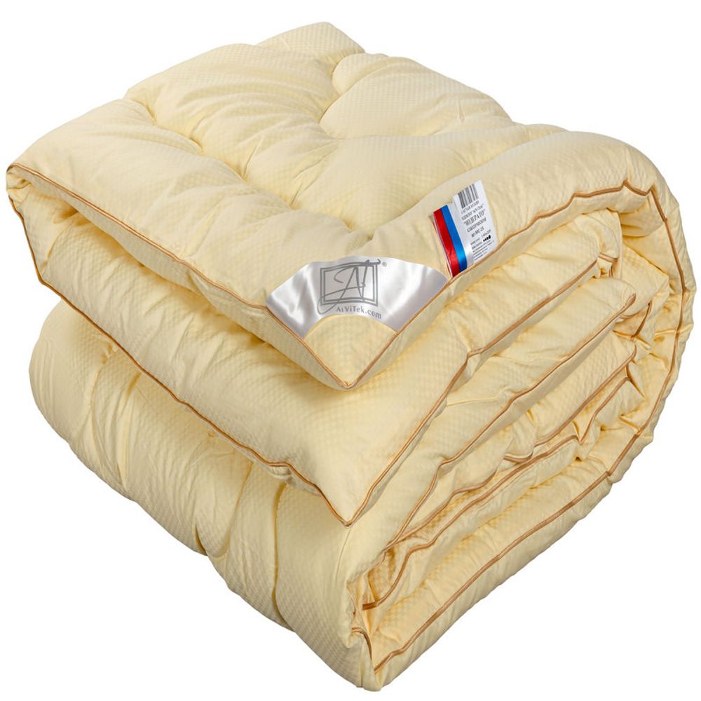 Одеяло "АВТ. SHEEP LUXE" зимнее, плотность 400 г/м2, цвет бежевый, сатин-жаккард (100% хлопок), Россия.