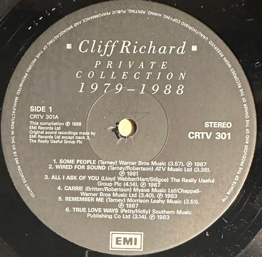 Cliff Richard - Private Collection 2LP (Англия 1988г.)