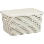 Ящик РОТАНГ с крышкой 23л 450х265мм белый ротанг