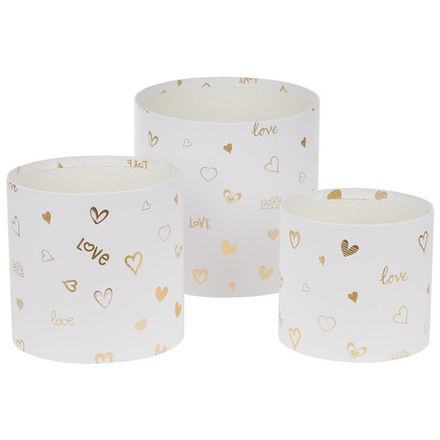 Набор/3шт "Принт" D18хH17см, D15хH14,5см, D13хH12см без крышки (Белый)