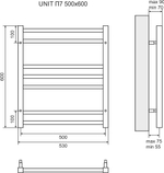 Полотенцесушитель электрический Lemark Unit LM45607E П7 500x600, левый/правый