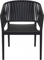 Кресло пластиковое с подушкой Siesta Contract Portofino, черный, темно-серый