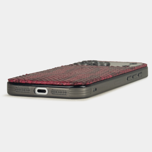 Чехол-накладка для iPhone 17 Pro - кожа питона, бордовый