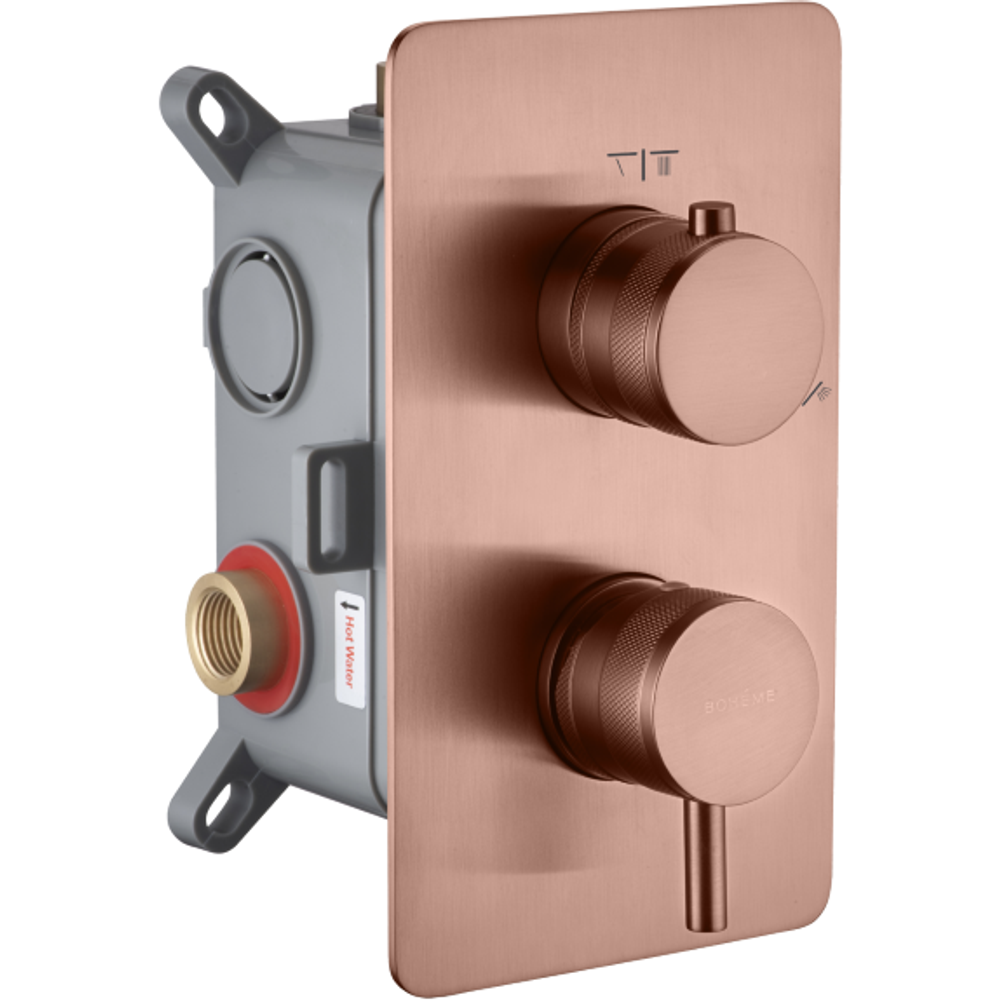 Встраиваемый смеситель для душа и ванны двухпроходной Boheme CELL 135-2-CB COPPER BRUSHED