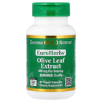California Gold Nutrition, EuroHerbs™, экстракт листьев оливкового дерева, качество Euromed, 500 мг, 60 растительных капсул