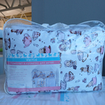 Комплект в кроватку 6 предметов "Чаепитие зверушек", белый сатин