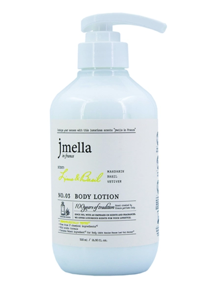 JMELLA - ЛОСЬОН ДЛЯ ТЕЛА С ЭКСТРАКТОМ ЛАЙМА И БАЗИЛИКА IN FRANCE LIME & BASIL BODY LOTION 500 МЛ