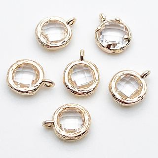 Подвеска Круг, цвет золото+прозрачный, размер 9*7,5 мм, цена за 1 шт