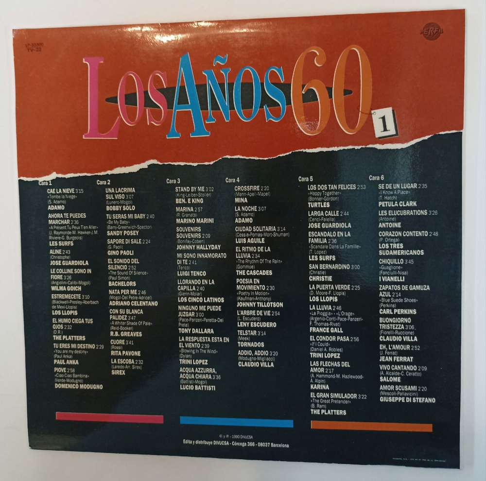 Винтажная виниловая пластинка LP Сборник Los Anos 60 Vol.1 3LP (Adamo, Anka, Platters, Carl Perkins) (Испания 1990)