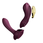Фиолетовый вибромассажёр в трусики 8,5см с насадкой и пультом ДУ + управление через приложение Zalo Aya Wearable Vibrator Velvet Purple