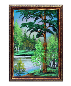 Картина " Летний пейзаж " рисованная каменной крошкой 33.5-23.5 см вес 320 гр.