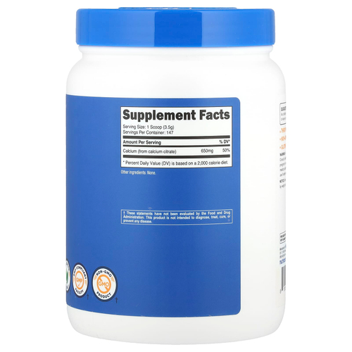 Nutricost, Цитрат кальция, без добавок, 500 г (17,9 унции)