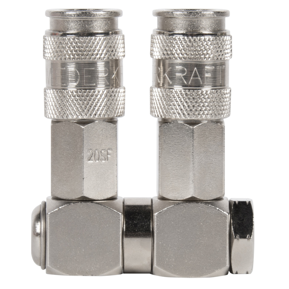 WDK-83RL Разветвитель пневматический с вращающимися соединениями, вход с резьбой 1/4" (F), 2 выхода