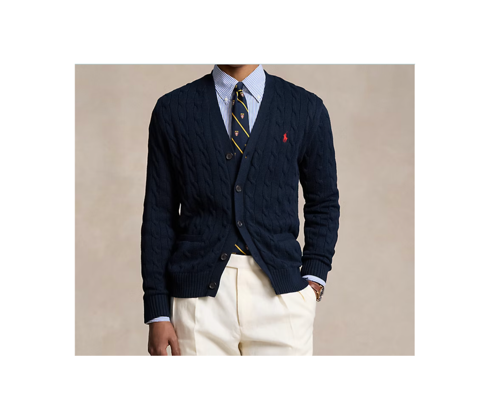 Кардиган из хлопка с косичной вязкой Polo Ralph Lauren