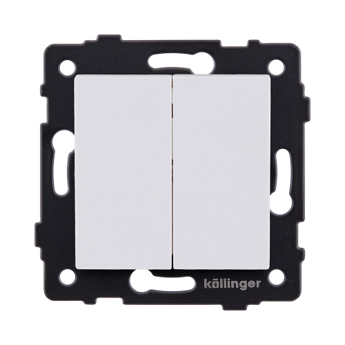 Выключатель 2-клавишный проходной 10А/250В, белый матовый Kollinger REA-S-009WM для Aspekt, Eleganz, Reflex