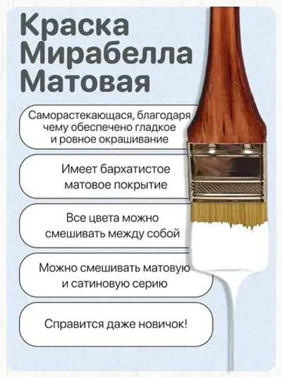 Специальная краска для перекраски мебели Мирабелла Матовая, Облако, 500 мл, быстросохнущая, на водной основе, без запаха, матовое покрытие, кипельно белый