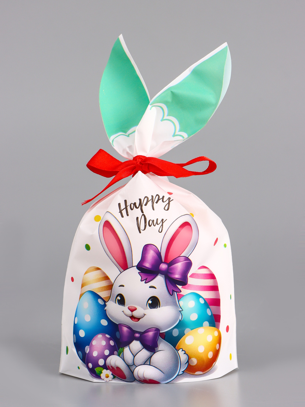 Пакет полиэтиленовый подарочный с ушками «Зайчата», 13×23±1 см, 10942847