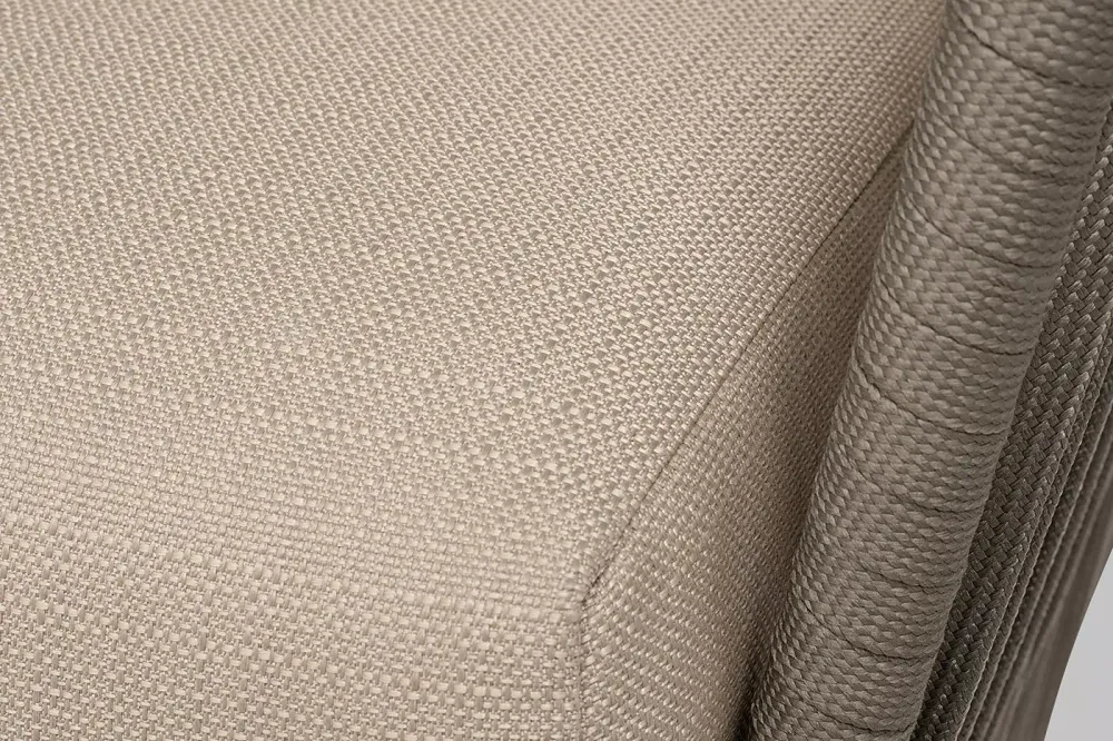 "Форли" диван 2-местный плетеный из роупа, каркас алюминий светло-серый (RAL7035) муар, роуп серо-коричневый 23мм, ткань Mossle бежевая