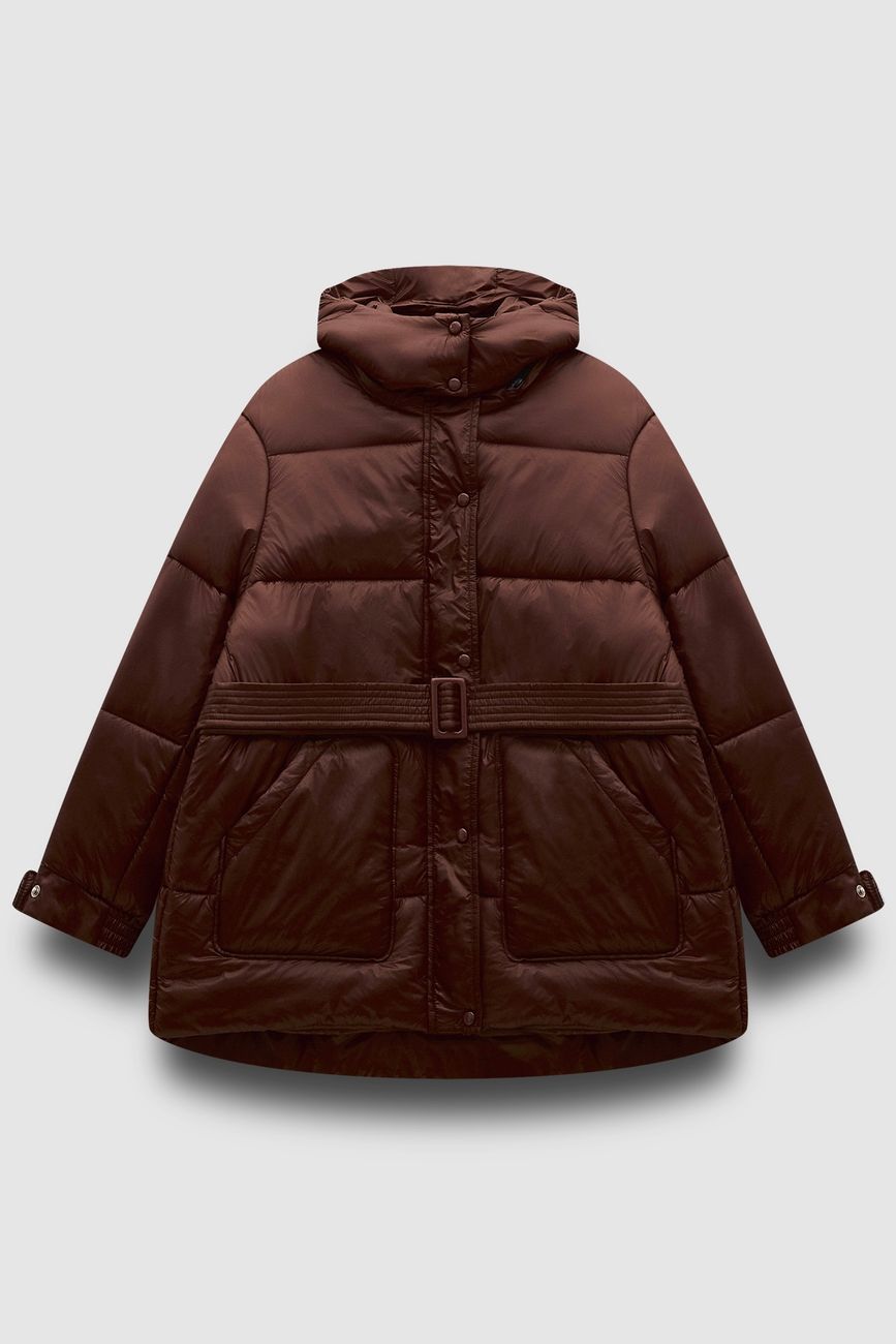 Куртка стеганая удлиненная, шоколад