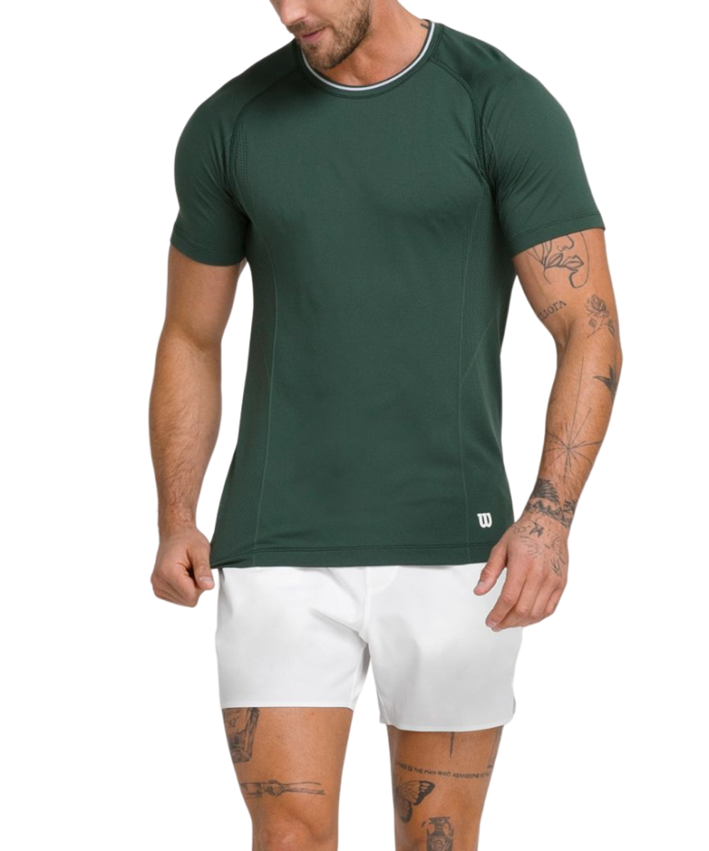 Мужская теннисная футболка Wilson Players Seamless Crew 2.0 - зеленый