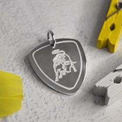 Серебряная подвеска медиатор с гравировкой на заказ