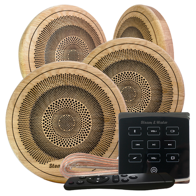 Комплект влагостойкой акустики для бани и сауны - SW4 Black ECO SAUNA (круглая решетка)