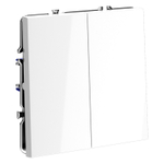 Выключатель встраиваемый VOLTUM S70 двухклавишный 10А, (белый глянцевый)