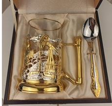 Подстаканник Нефтяники с позолотой