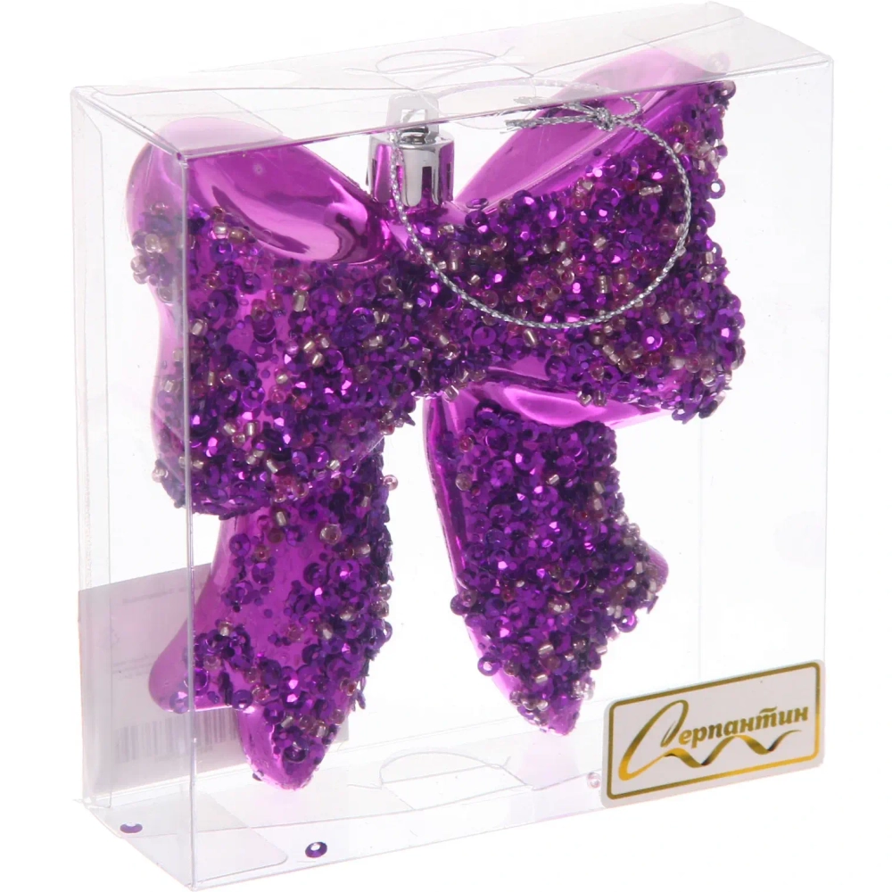 Ёлочная игрушка «Бант» 8.5*3*9.2 см, Фиолетовый