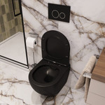 Унитаз подвесной Ceruttispa СЕЛЛА (SELLA) Aria MB CT9160 черный матовый, ТЕРМООБЖИГ (не плёнка) безободковый (490х360х325)