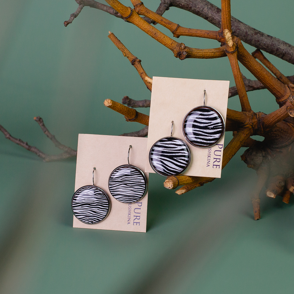 Серьги - Английский замок Большие - Зебра