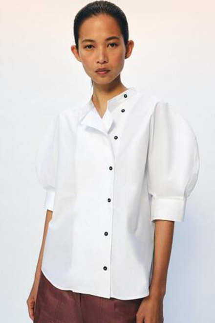 ZARA РУБАШКА ИЗ ПОПЛИНА С ПУГОВИЦАМИ — ZW COLLECTION, БЕЛЫЙ