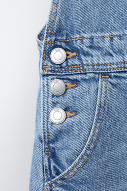 ZARA ДЛИННЫЙ ДЖИНСОВЫЙ КОМБИНЕЗОН, ГОЛУБОЙ