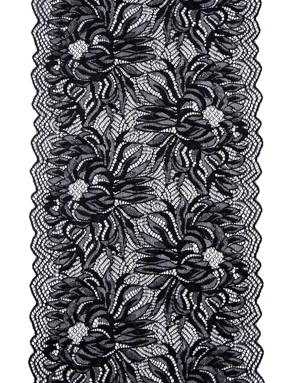 163 Кружево эластичное 18,5 см, Италия, черный 170