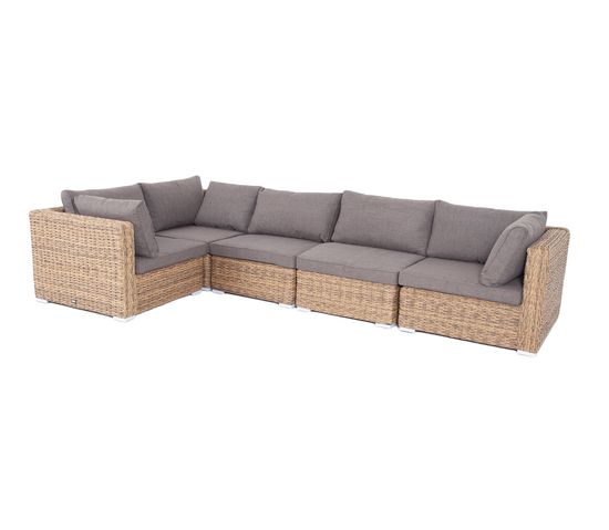 "Лунго" трансформирующийся диван из искусственного ротанга (гиацинт), цвет соломенный