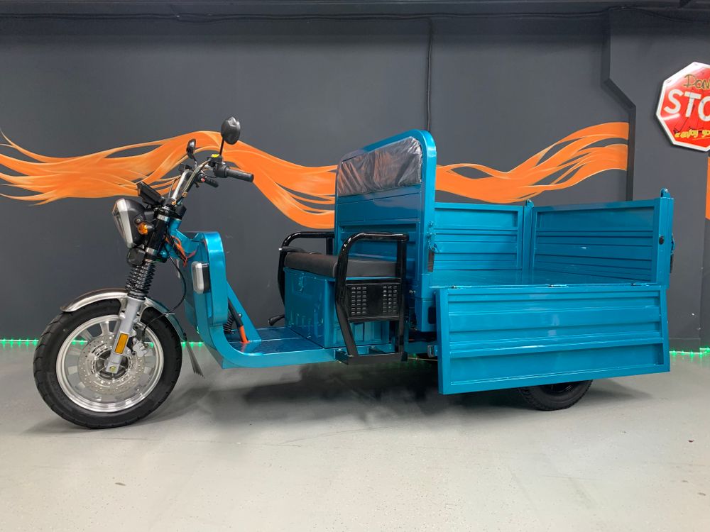 Грузовой электрический трицикл IKINGI CARGO MAX Q30 3000W (72V/45Ah) - Бирюзовый фото №1