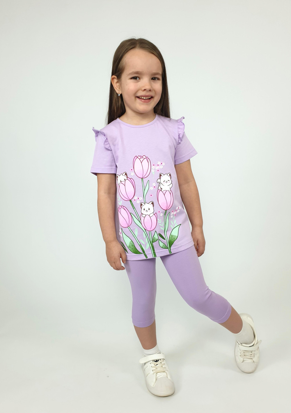 02-154-2 Комплект для девочки (футболка+ бриджи)