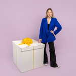 Бант-шар в желтом цвете, лаковый, 21 см/ 36 см