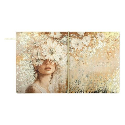 Планинг дат. 2026г 175*105мм 64л., кожзам., мягк.пер. "Золотая эстетика" тисн.фольгой, резинка,ляссе