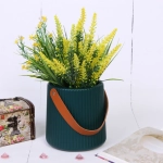 Ваза из пластика «Адель» 14*14,5см полоска,цвет зеленый