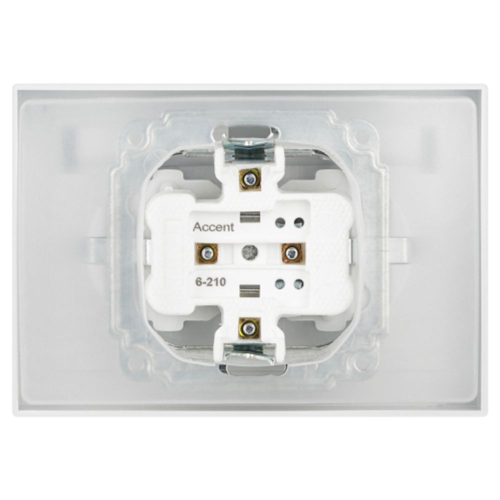Розетка Intro Accent 6-210-01 двойная с заземлением 2х2P+E Schuko с крышками штор. 16А-250В IP44 СУ AL/CU белый